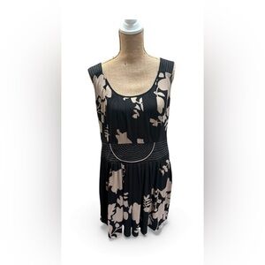 Maxport Black and Cream Floral Dress Size XL